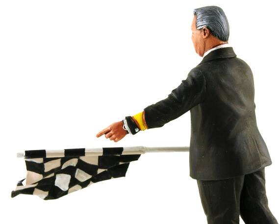Alt View 3. Le Mans Miniatures - 1950-1970's Director of the Course Standing with Checker Flag Figurine for 1/18 by Lemans Miniatures.