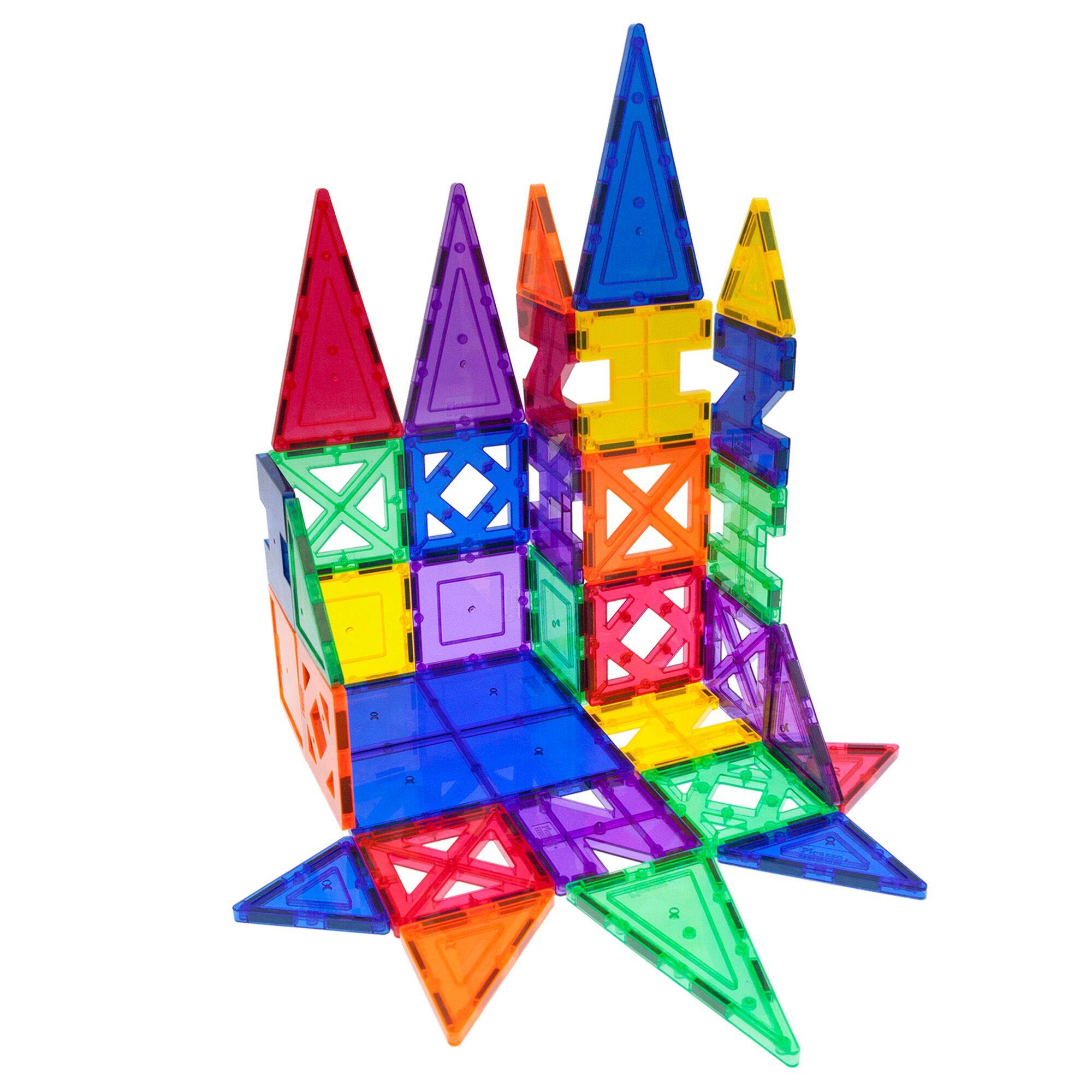 Alt View 3. PicassoTiles - PicassoTiles 33 PC Magnetic Tiles, Magnetic Building Blocks for Kids, Magnet for Kids 3+.