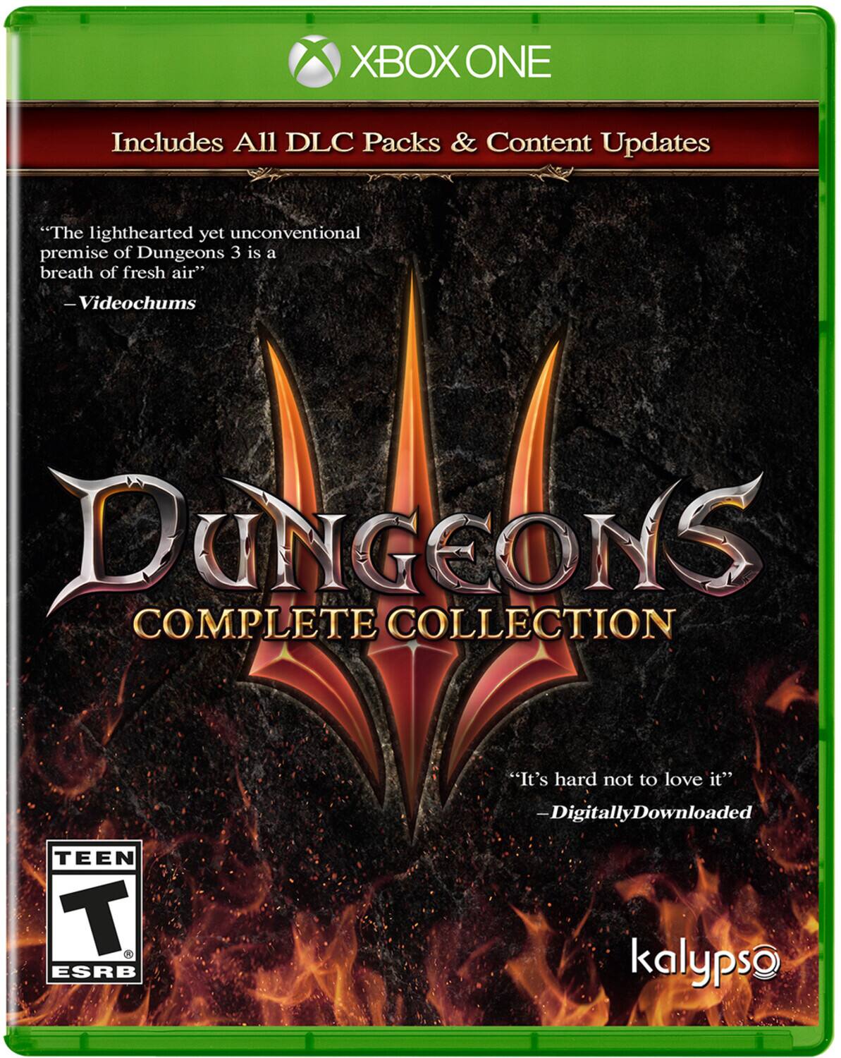 XBOX ONE Includes All DLC Packs & Content Updates
"The lighthearted yet unconventional premise of Dungeons 3 is a breath of fresh air" - Videochums
DUNGEONS COMPLETE COLLECTION
"It's hard not to love it" - DigitallyDownloaded
TEEN T ESRB
kalypso - T (Teen 13+)