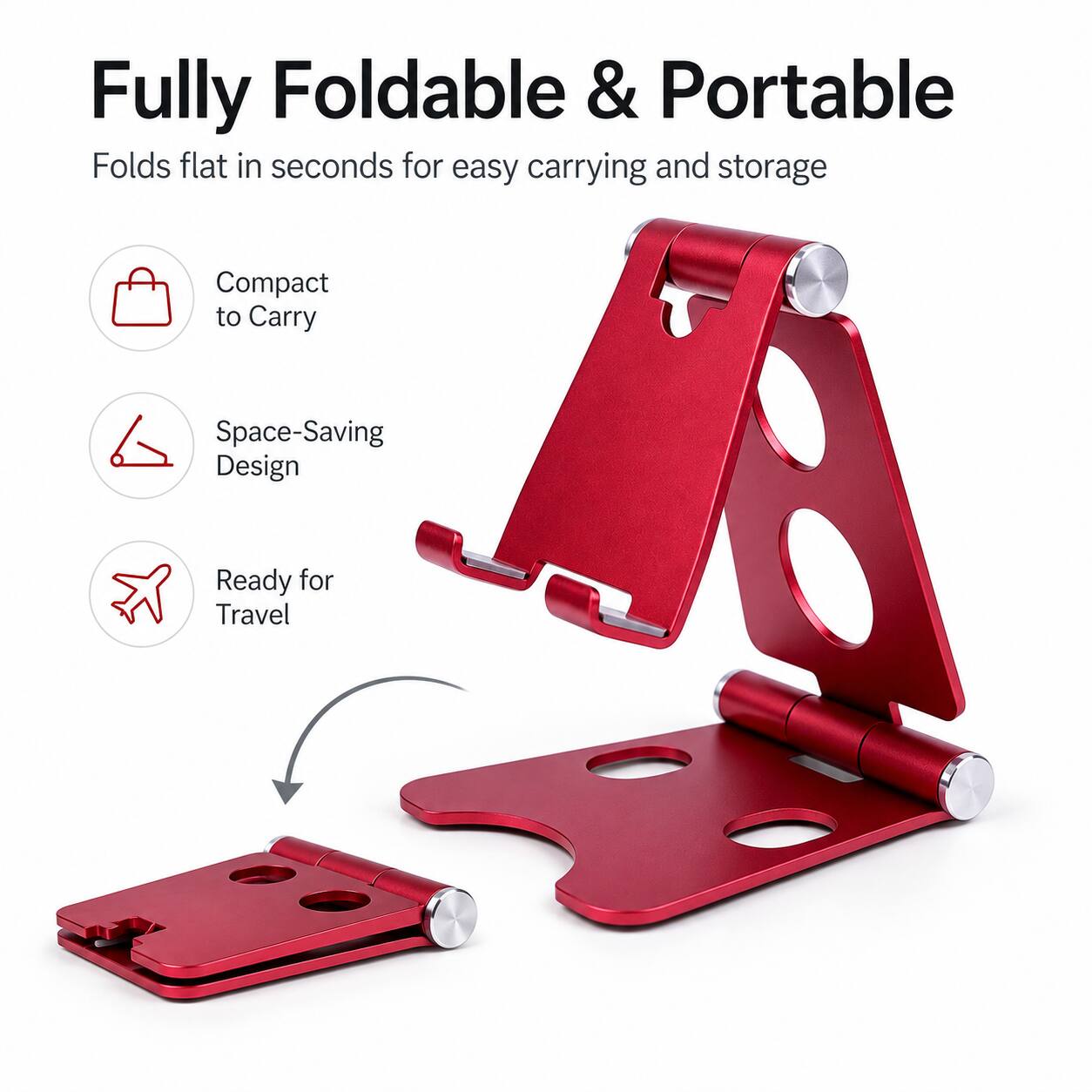 Fully Foldable & Portable  
Folds flat in seconds for easy carrying and storage  

- Compact to Carry  
- Space-Saving Design  
- Ready for Travel