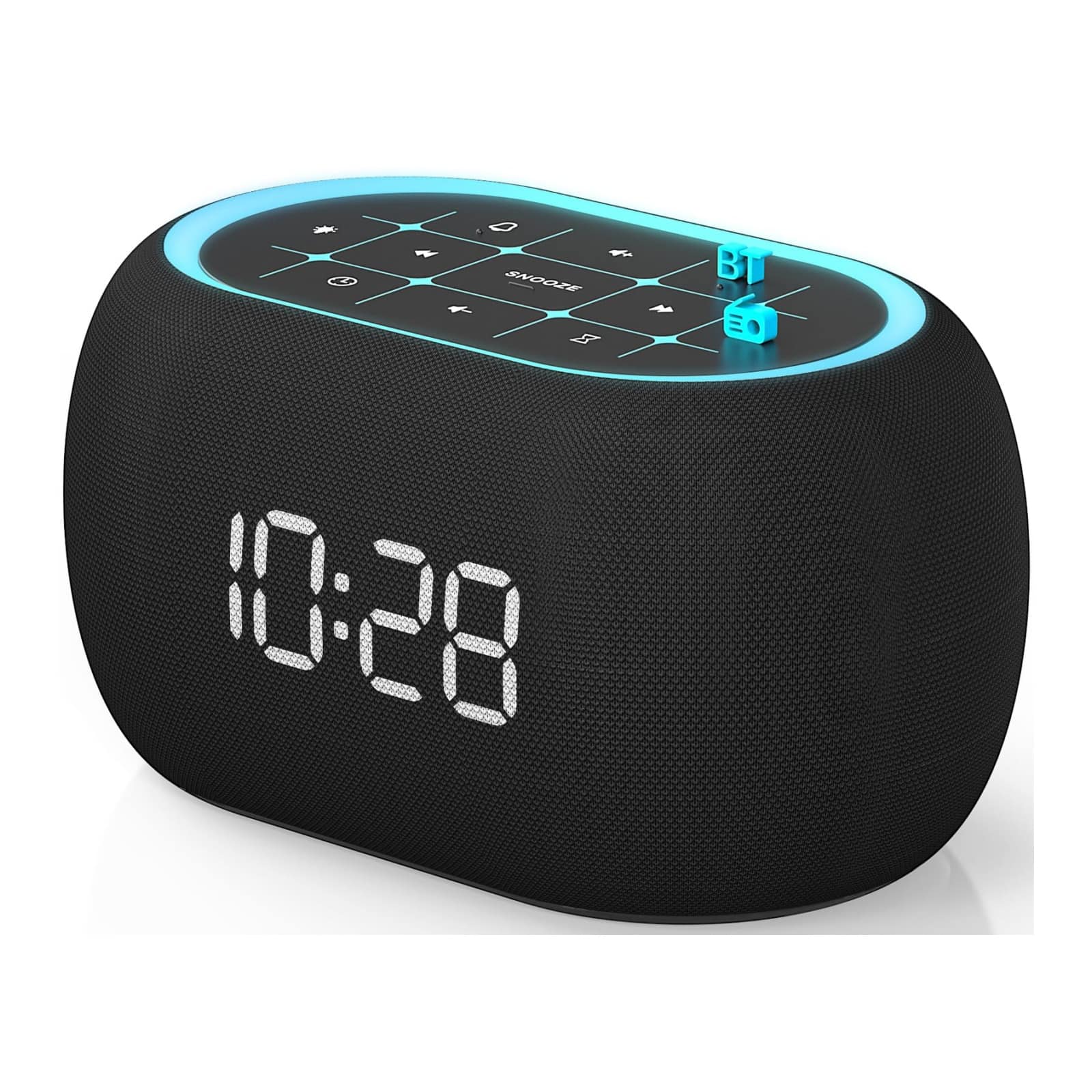 Dazzed Corner - Alarm Clock FM Radio with Bluetooth Speaker,Digital LED Clock - Black