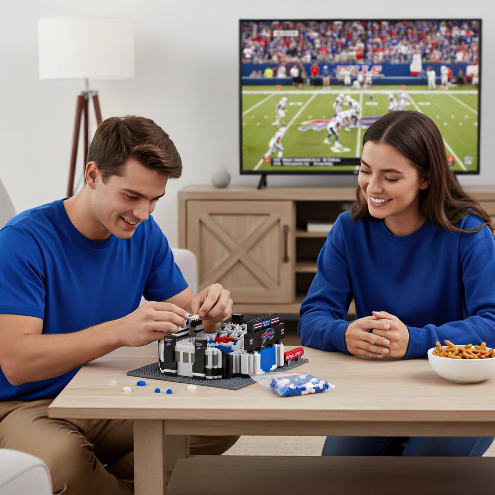 Alt View 4. Forever Collectibles - Buffalo Bills NFL BRXLZ Mini Stadium 1117-Piece Building Block Set - Multi-Colored.