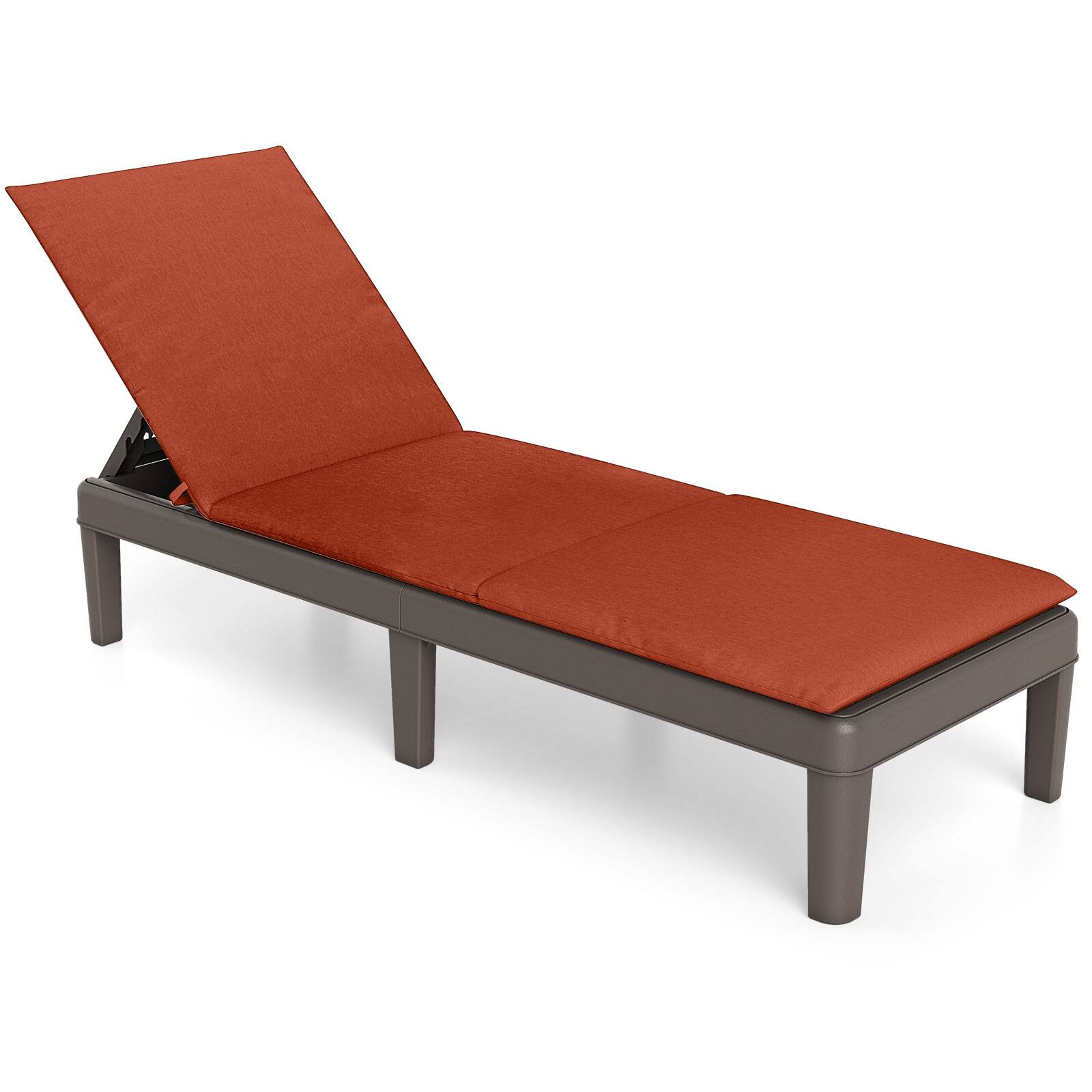 Alt View 1. Costway - Costway Patio Lounge Chair Recliner Chair with 3-Position Adjustable Backrest & Cushion - Orange.