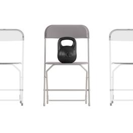 Emma + Oliver - Set of 4 Extra Wide Plastic Folding Chairs with Sturdy Metal Frames - Gray