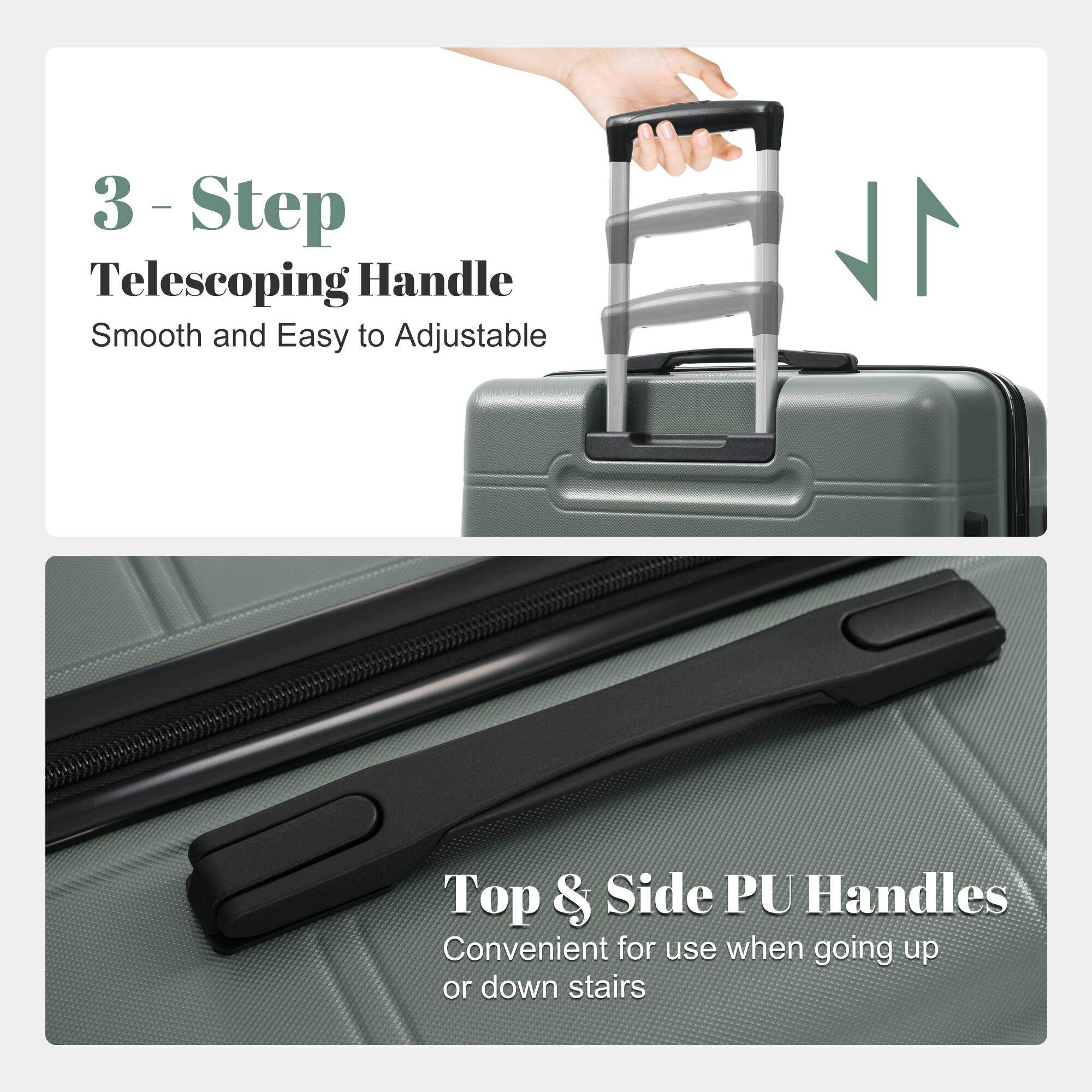 3 - Step Telescoping Handle  
Smooth and Easy to Adjustable  

Top & Side PU Handles  
Convenient for use when going up or down stairs