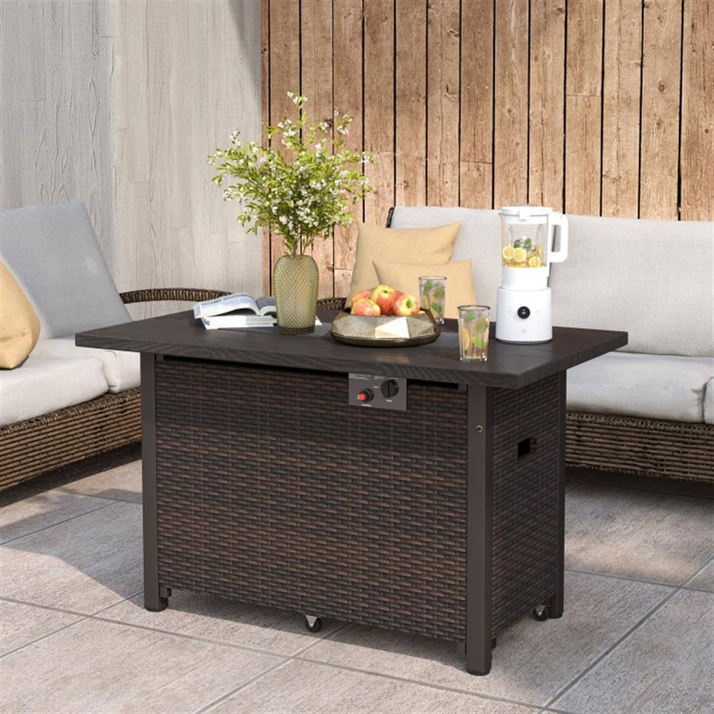 Alt View 2. Kadyn - Fire Pit Outdoor Smokeless Fire Pit50000 BTU 2 Inch ropane Gas Fire Pit Table with Wind Guard and Glass RocksBrown - Brown.
