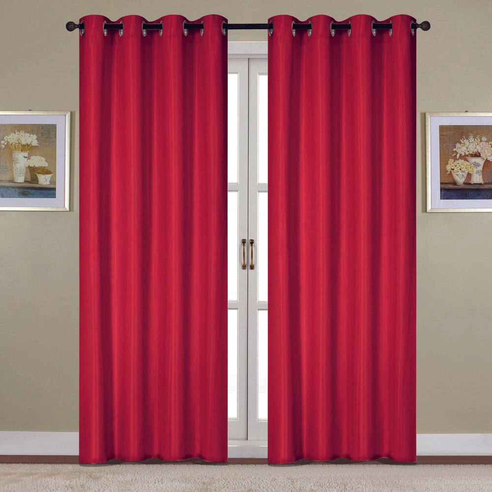 Angle. RT Designers Collection - RT Designers Collection Kennedy Red Grommet Curtain Panel for Elegant Home Decor - Red.