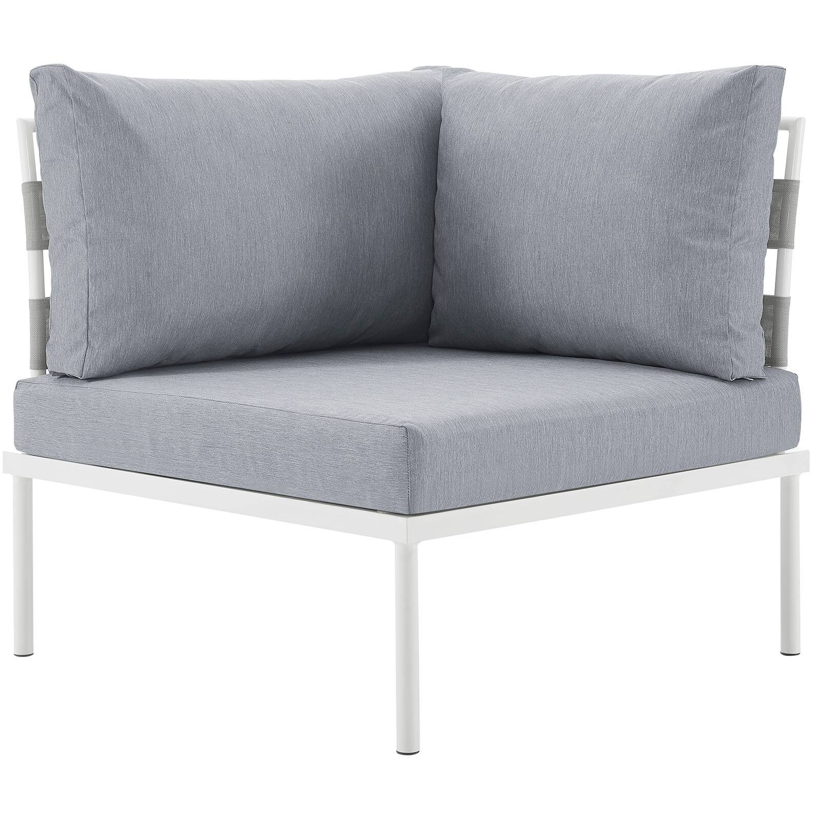 Alt View 1. Modway - Harmony Outdoor Patio Aluminum Corner Sofa by Modway - White Gray.
