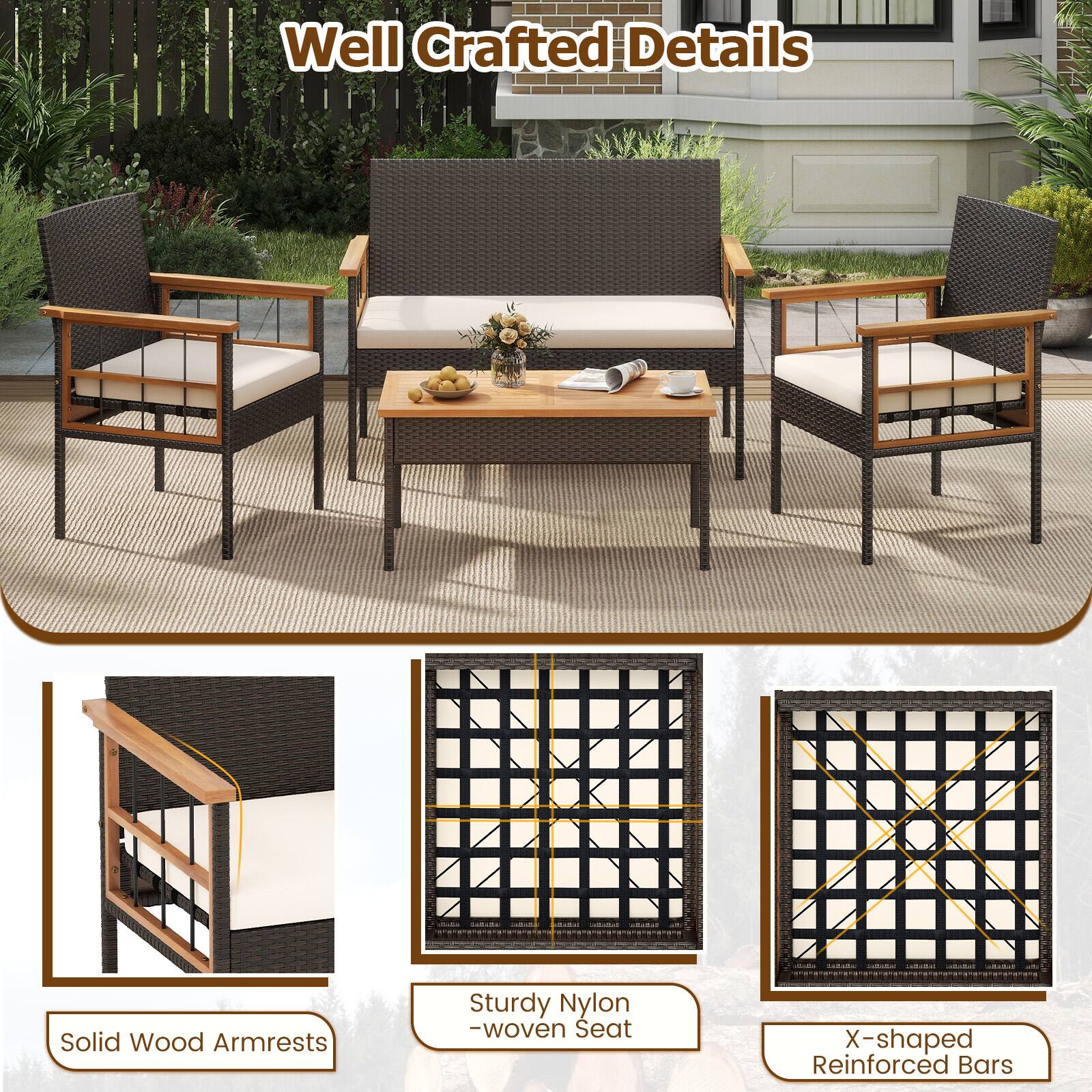 Well Crafted Details

- Solid Wood Armrests
- Sturdy Nylon -woven Seat
- X-shaped Reinforced Bars