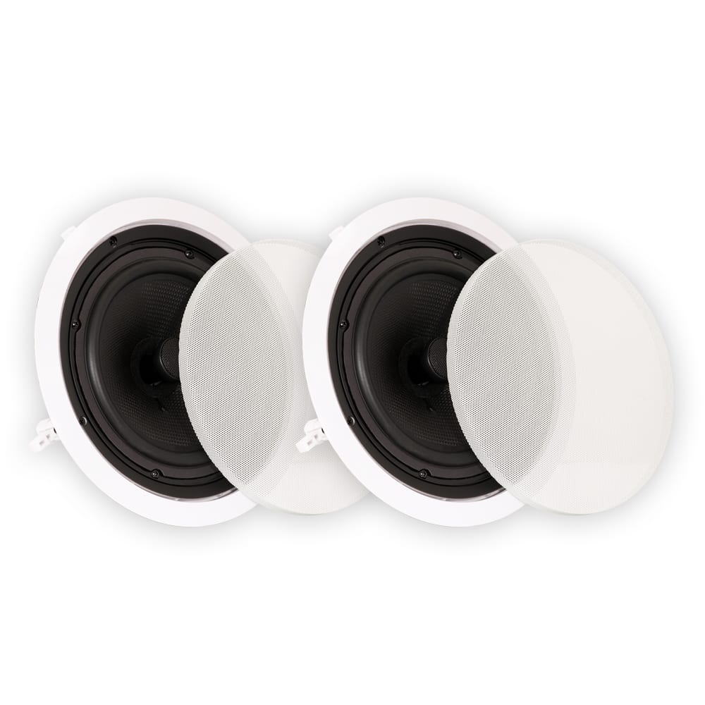 Front. Theater Solutions by Goldwood - TS80C in Ceiling 8" Speakers Surround Sound Home Theater Pair - Paintable White.