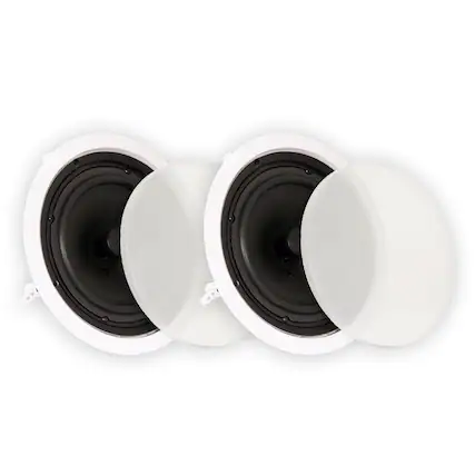 Front. Theater Solutions by Goldwood - TS80C in Ceiling 8" Speakers Surround Sound Home Theater Pair - Paintable White.