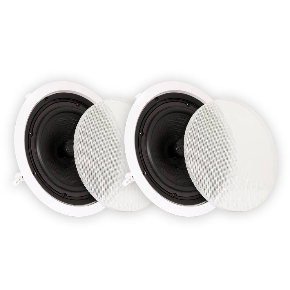 Front. Theater Solutions by Goldwood - TS80C in Ceiling 8" Speakers Surround Sound Home Theater Pair - Paintable White.