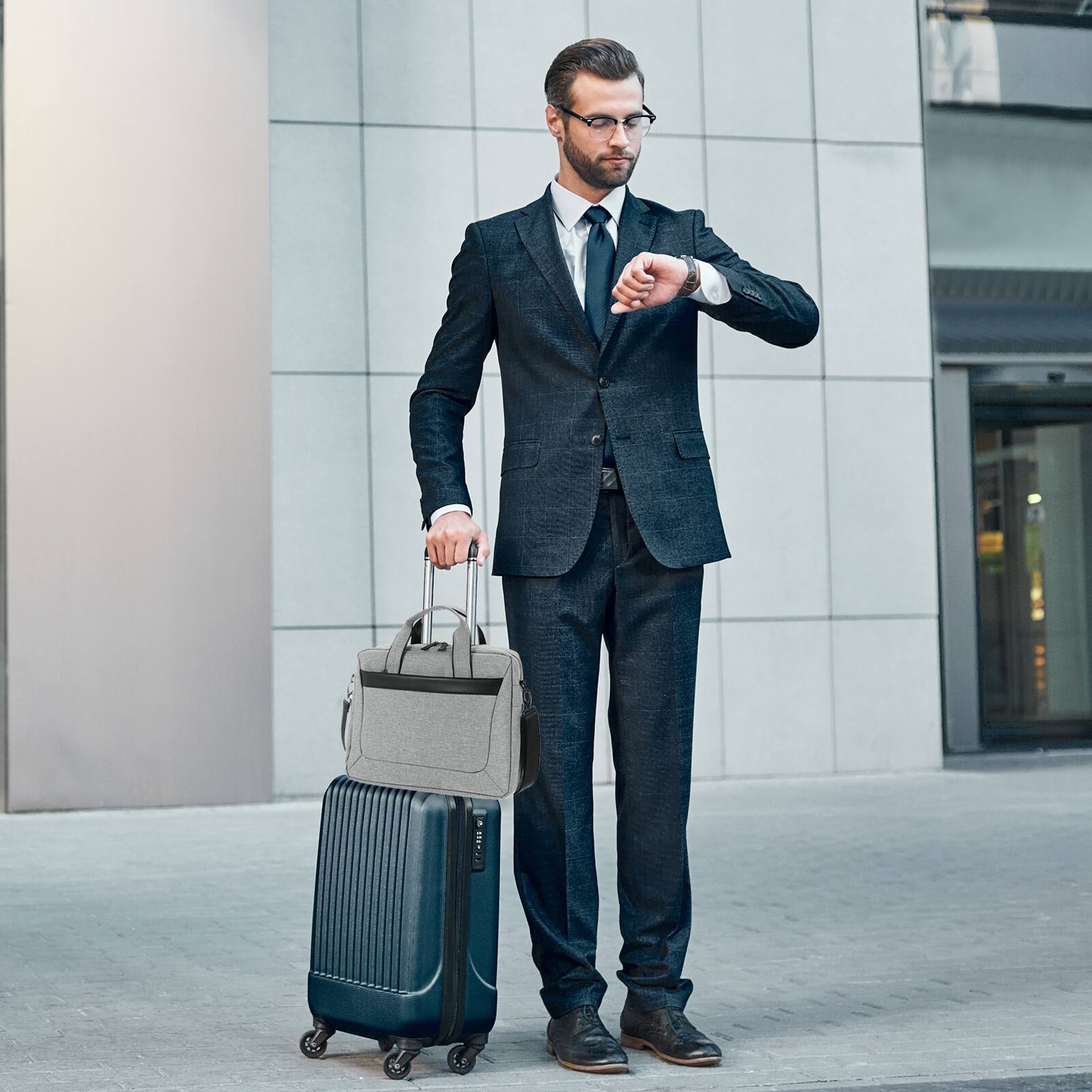 Alt View 5. Unique Bargains - 13.3" Laptop Briefcase, Water-Resistant Shoulder Bag, Expandable Business Crossbody, Travel College - Black.