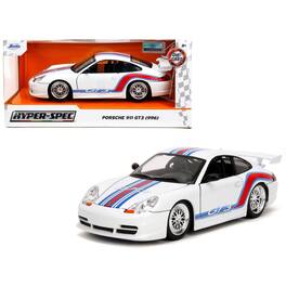 Jada - Porsche 911 GT3 (996) "Hyper-Spec" Series 1/24 - White with Red and Blue Stripes
