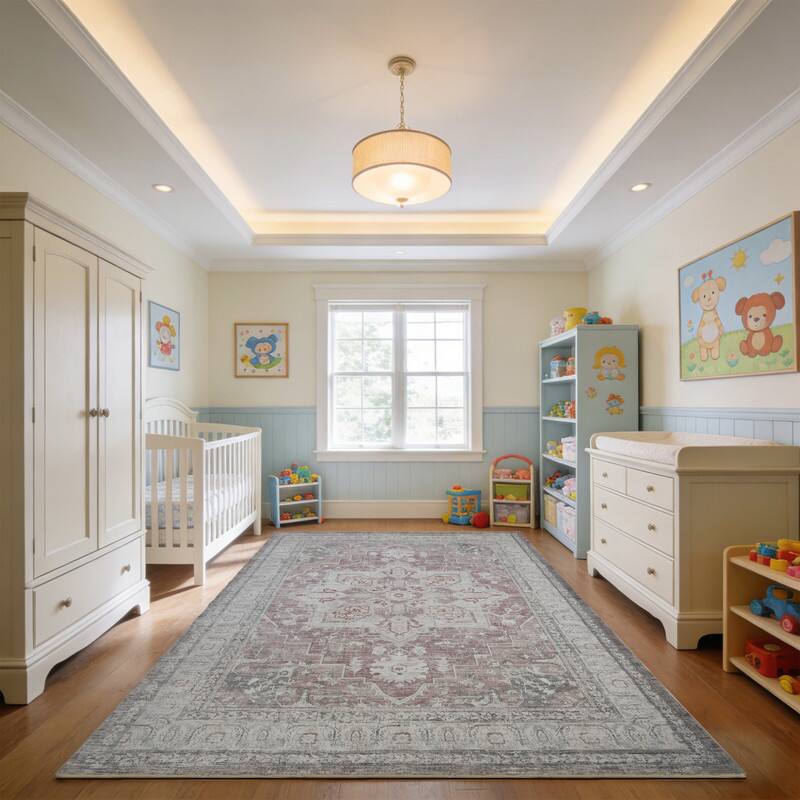 Alt View 1. RYHNUYNE - 8x10 Area Rugs Living Room Rug Washable Vintage Boho Rug No Slip Stain Resistant Soft Carpet Indoor Floor Floral Carpets - Painting.