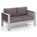 Front. Costway - Patio Aluminum Loveseat Sofa Outdoor Furniture Set with Thick Back & Seat Cushions - Grey.