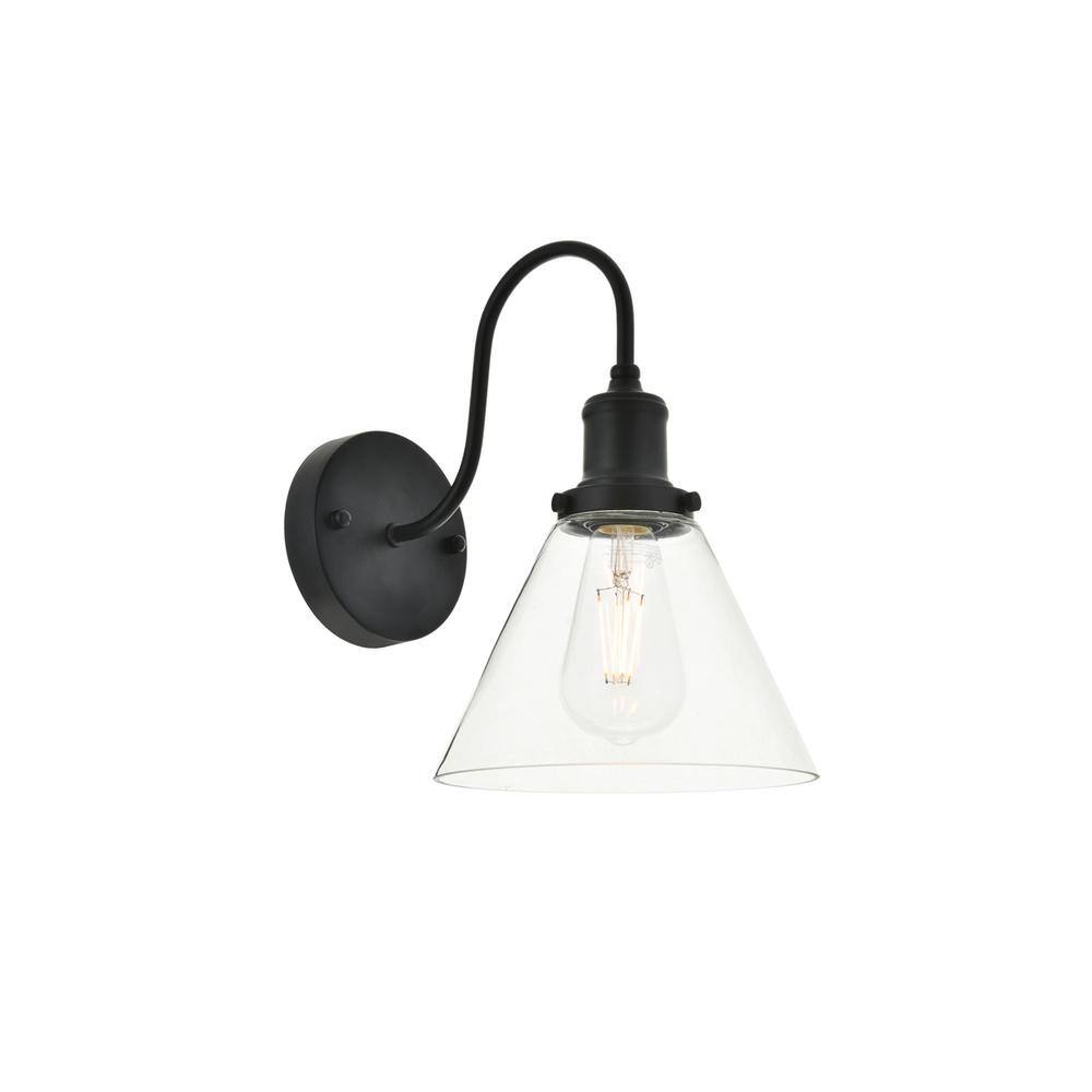 Alt View 8. Living District - Histoire 1 light black Wall Sconce - Black And Clear.
