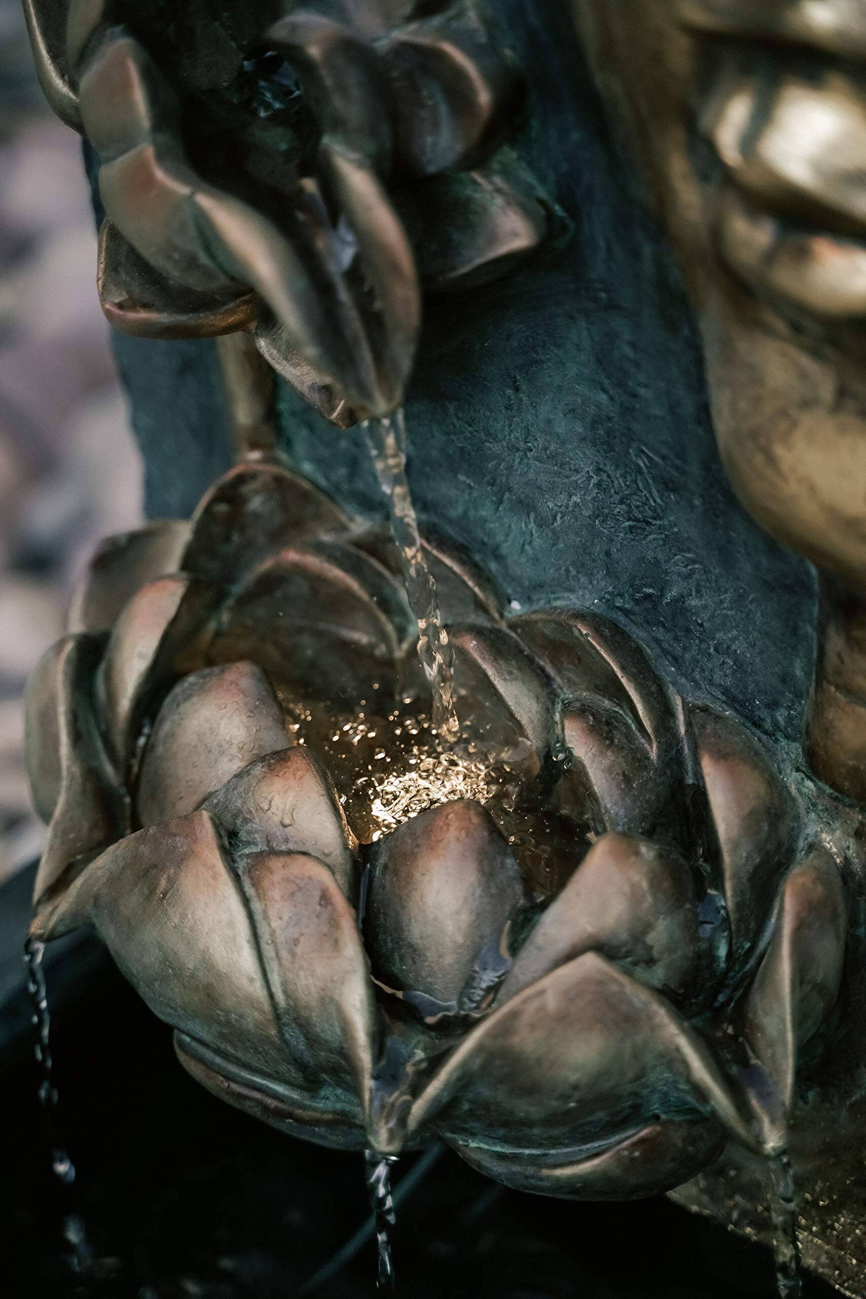 Alt View 4. Refined Abode Design - 30 H Zen Buddha Face Water Fountain W led Light & Pump Indoor outdoor Freestanding Relaxing Decor Bronze And.