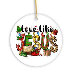 OrnamentallyYou - Love Like Jesus Playful Christmas Plaid Religious Ornament - Multi-colored