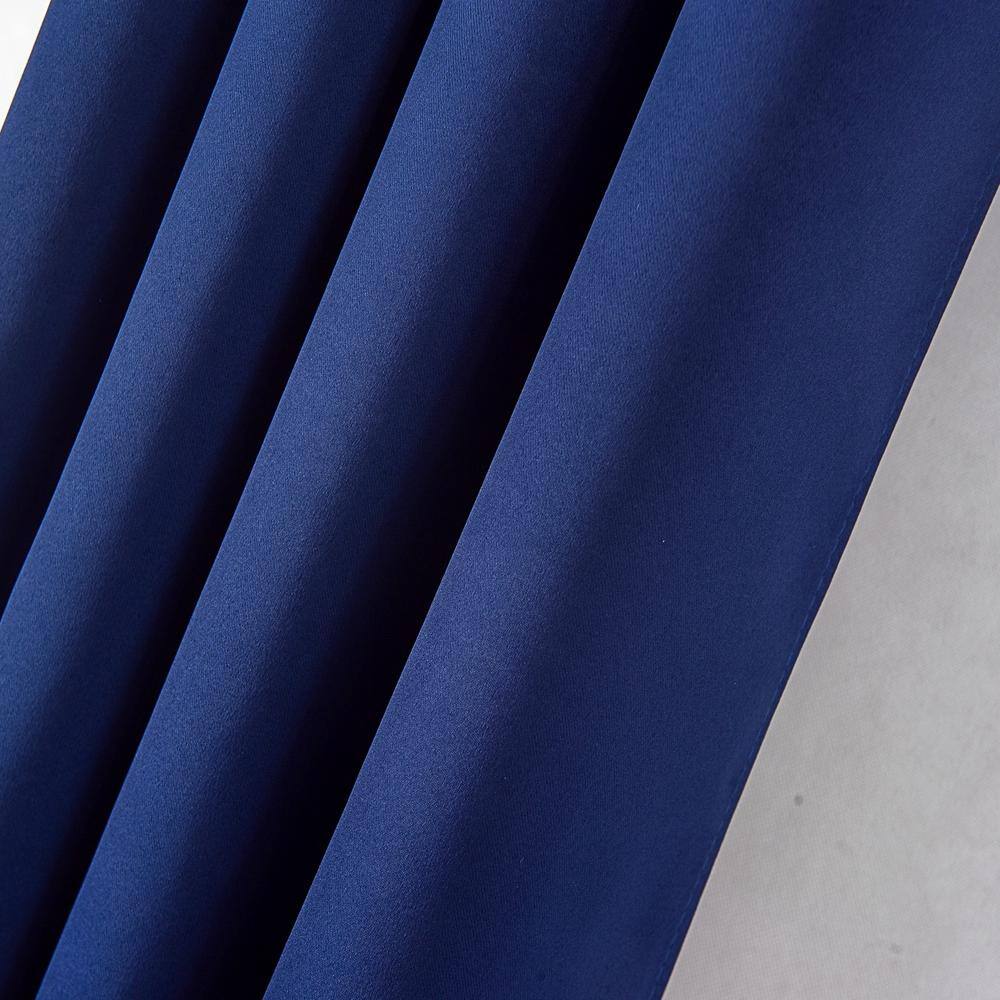 Left. RT Designers Collection - Olivia Gray Anchorage Blackout Single Grommet Curtain Panel 54" x 63" Navy Blue - Navy blue.