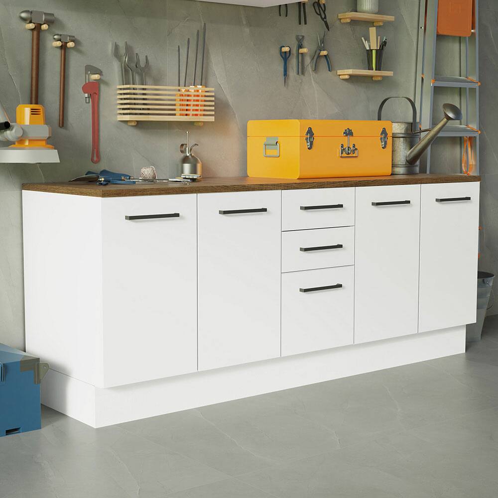 Angle. Madesa - Madesa Garage and Utility Room Storage Set 78"L Base Cabinet with 3 Drawers - White - White.