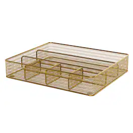 Martha Stewart - Ryder Premium Mesh Metal Large Drawer Organizer - Gold