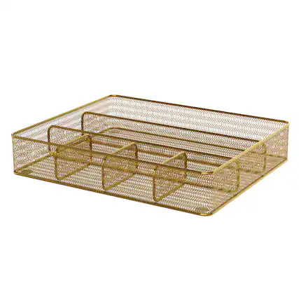Front. Martha Stewart - Ryder Premium Mesh Metal Large Drawer Organizer - Gold.