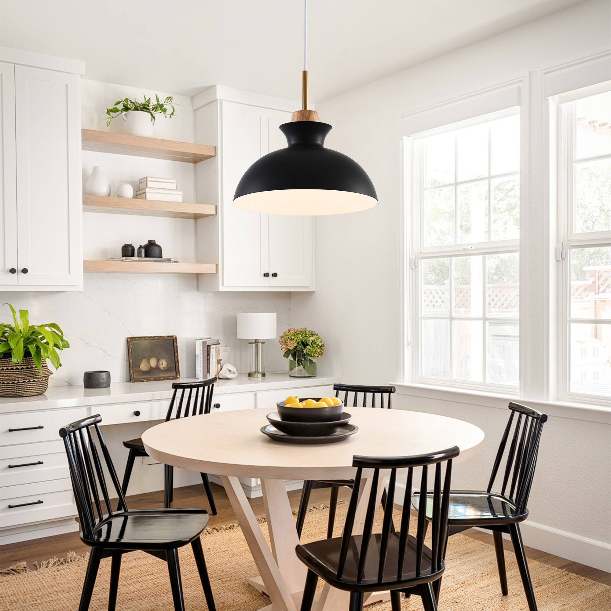 Angle. Parrot Uncle - 1-Light Modern Black Hanging Pendant Light - Black.