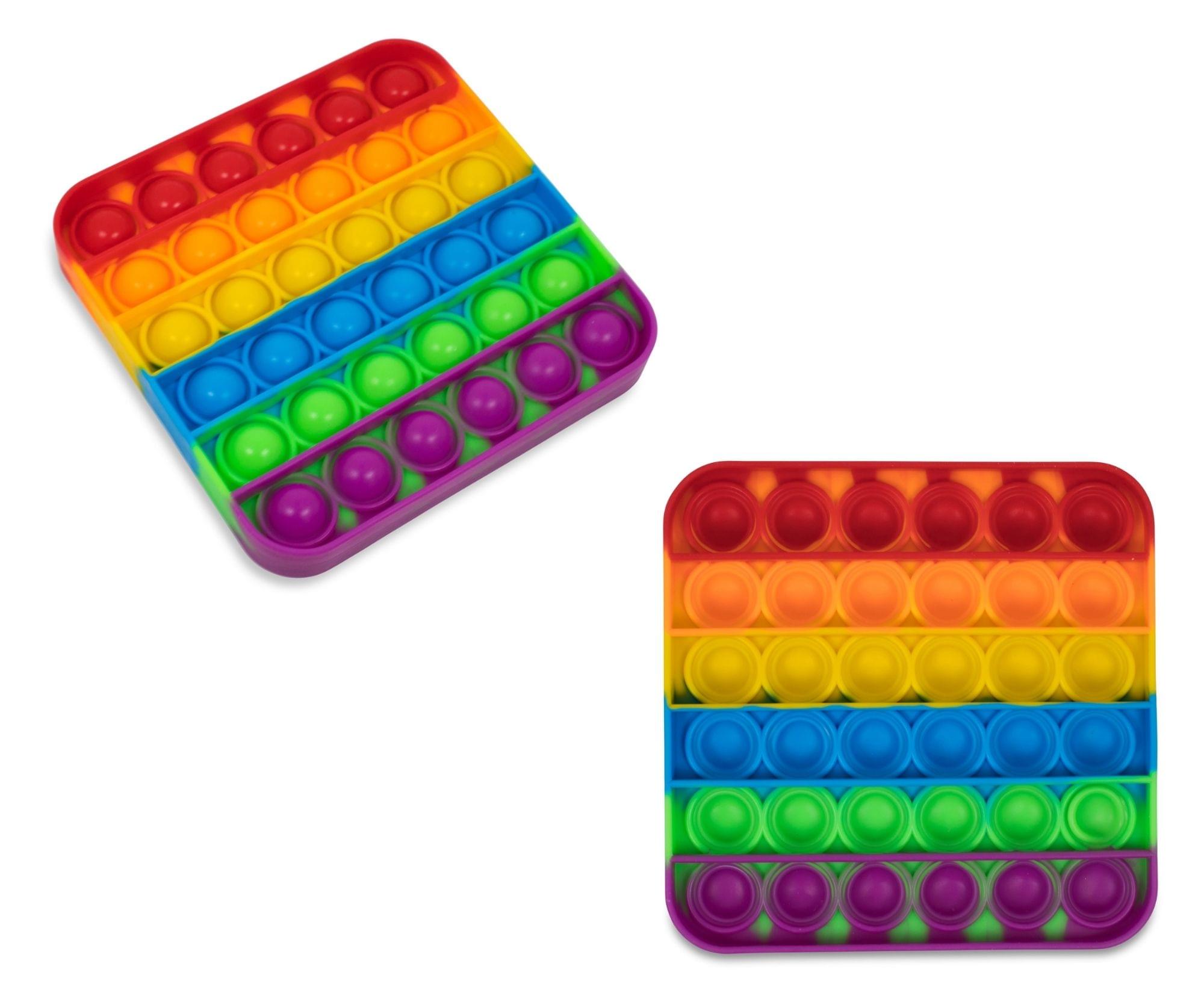 Alt View 1. Toynk - Pop Fidget Toy Silicone Bubble Popping Game | Rainbow Square - Multi-Color.