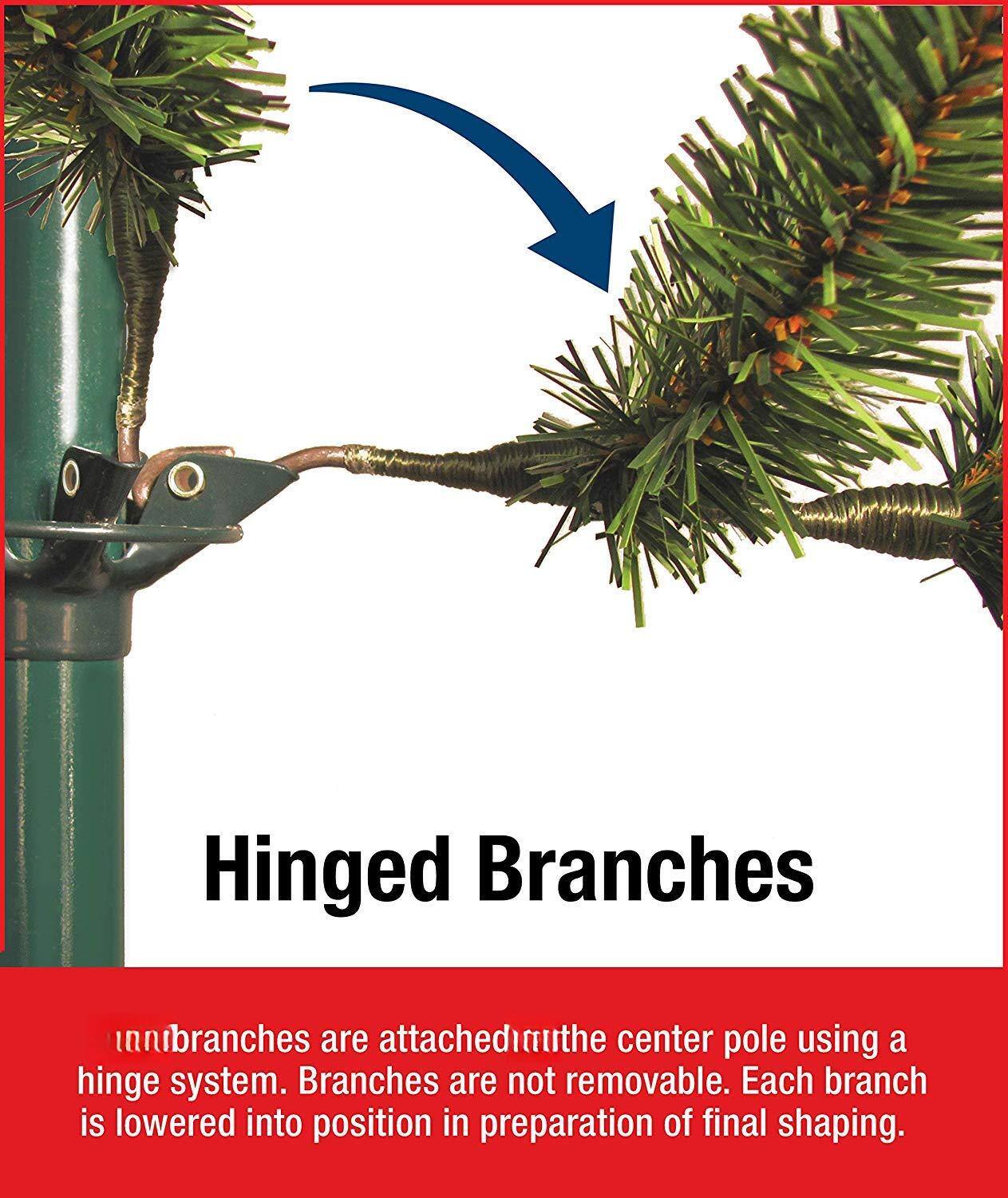 Hinged Branches

innbranches are attached to the center pole using a hinge system. Branches are not removable. Each branch is lowered into position in preparation of final shaping.