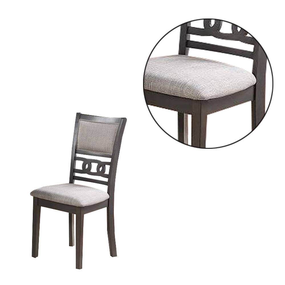 Alt View 2. Manhattan Lane - Fabric Upholstered Dining Chair with Panel Back, Knot Cut Outs, Set of 2 - Gray.