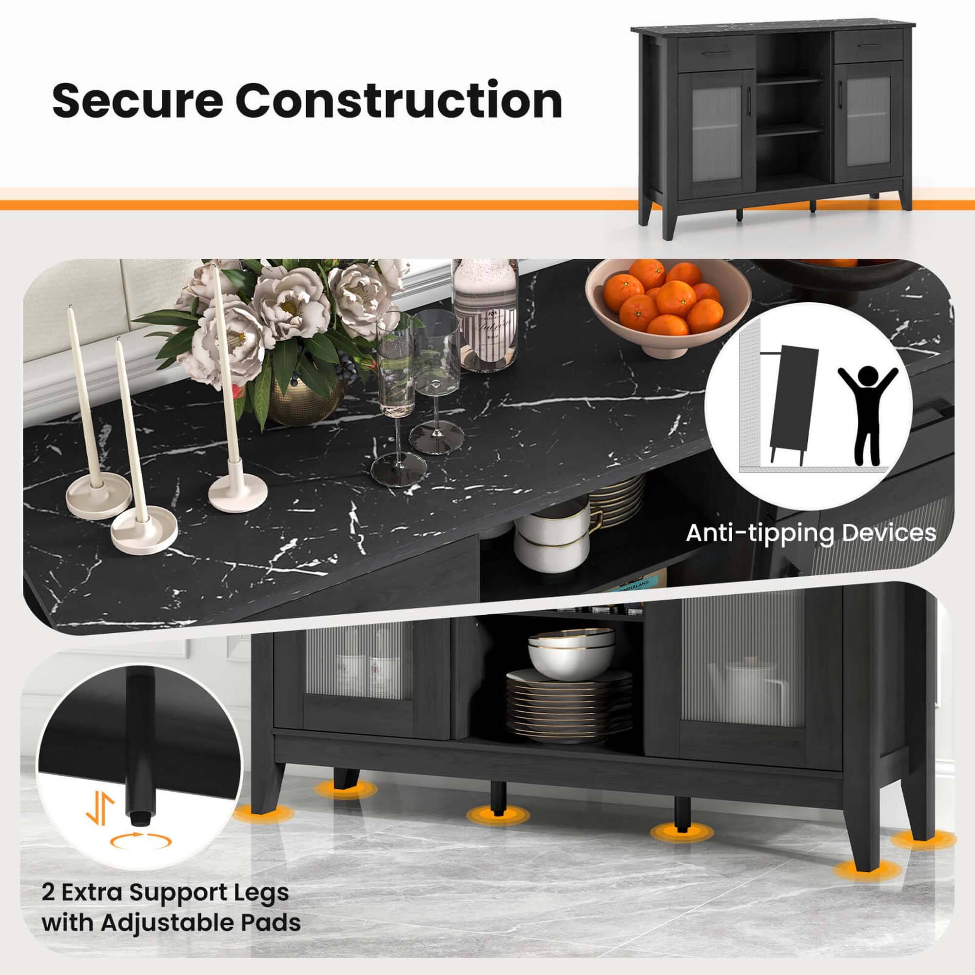 Secure Construction Anti-tipping Devices 1L 2 Extra Support Legs with Adjustable Pads