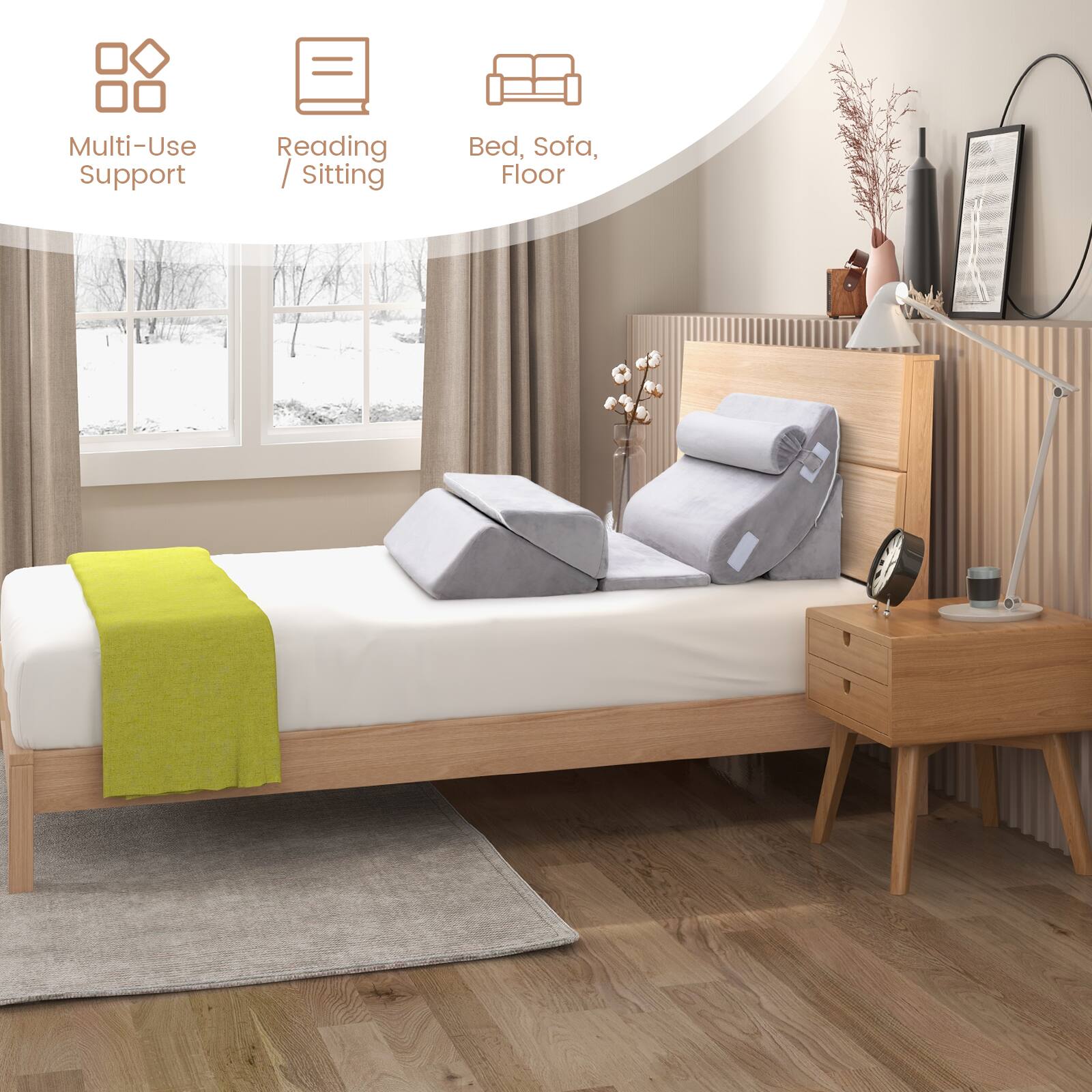 Multi-Use Support  
Reading / Sitting  
Bed, Sofa, Floor