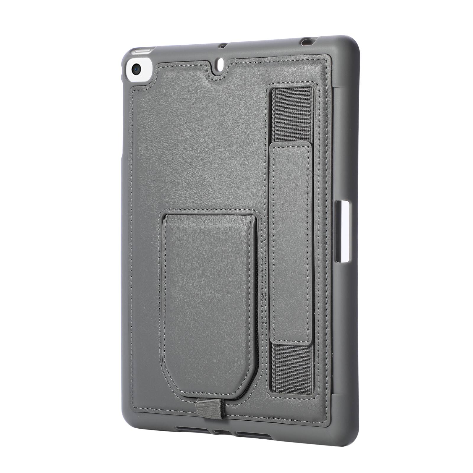 Back. Dteck - Shockproof Case for Apple iPad mini (5th Generation) 2019 with Hand Strap and Kickstand, PU Leather TPU Protective Cover - Gary.