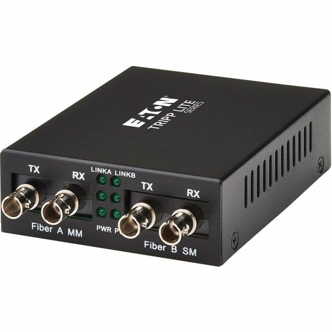 Tripp Lite - series N784-MDC-1STST Fiber Optic Mode Converter - 0.9" Height x 2.9" Width x 4.3" Depth - Metal Box - Black