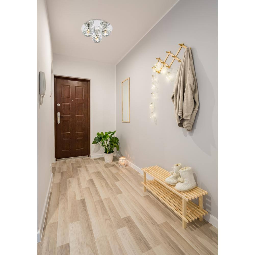 Angle. Elegant Lighting - Graham 3 Light Ceiling Lamp in Chrome - Chrome And Clear.