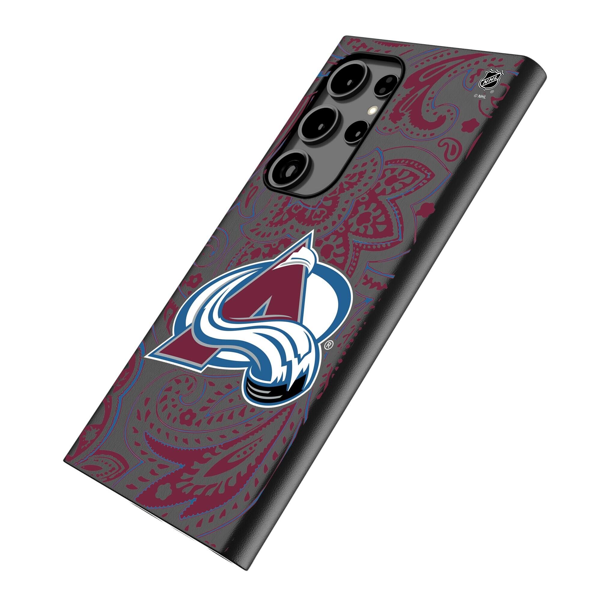 Alt View 1. Keyscaper - Colorado Avalanche Paisley Galaxy Magnetic Bump Case - S24 - Black.
