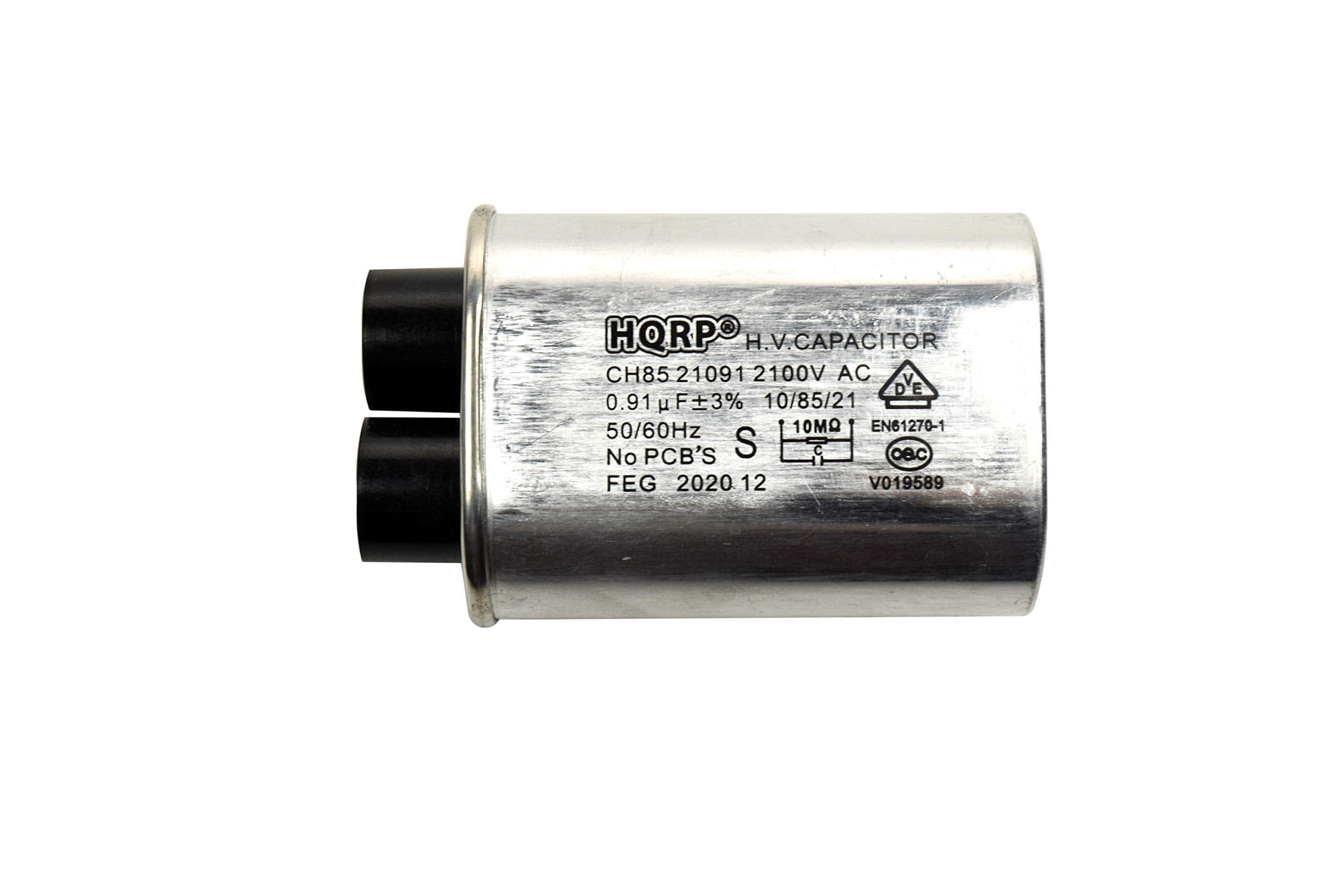 HQRP - Microwave High Voltage Capacitor 2100 V 0.91 uF 1/4 in Terminal Replacement for Amana Electrolux GE Kenmore Whirlpool