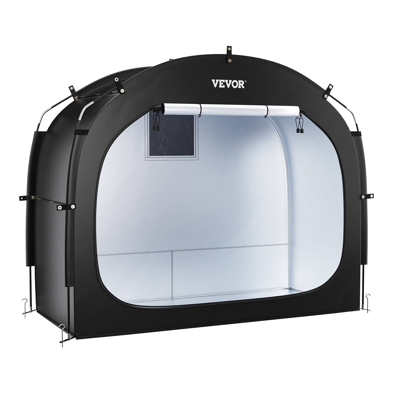 Alt View 5. VEVOR - Bike Storage Tent,4 to 5 Bikes with Ventilated Window,Waterproof Easy-to-Install Bike Tent with High Strength Fiberglass - Black.
