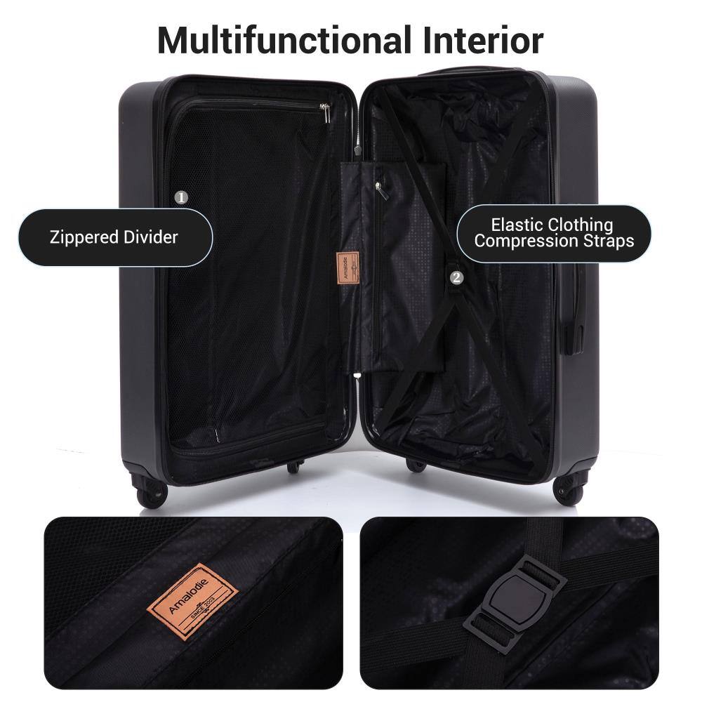 Multifunctional Interior

1. Zippered Divider
2. Elastic Clothing Compression Straps

Amalodie