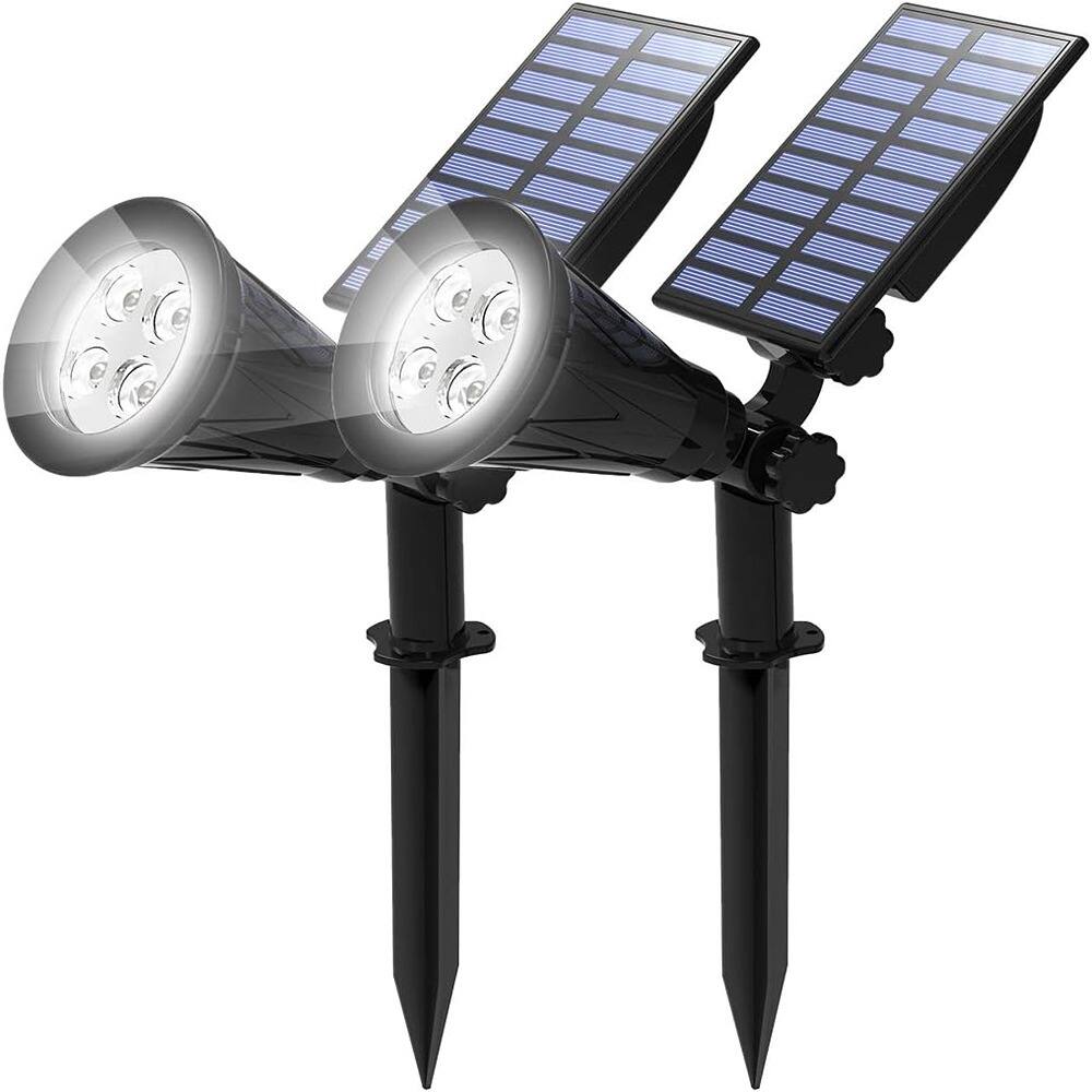 RTMB - Outdoor Solar Spotlights, 2-Pack White LED Landscape Lights, Waterproof - white  2 pack
