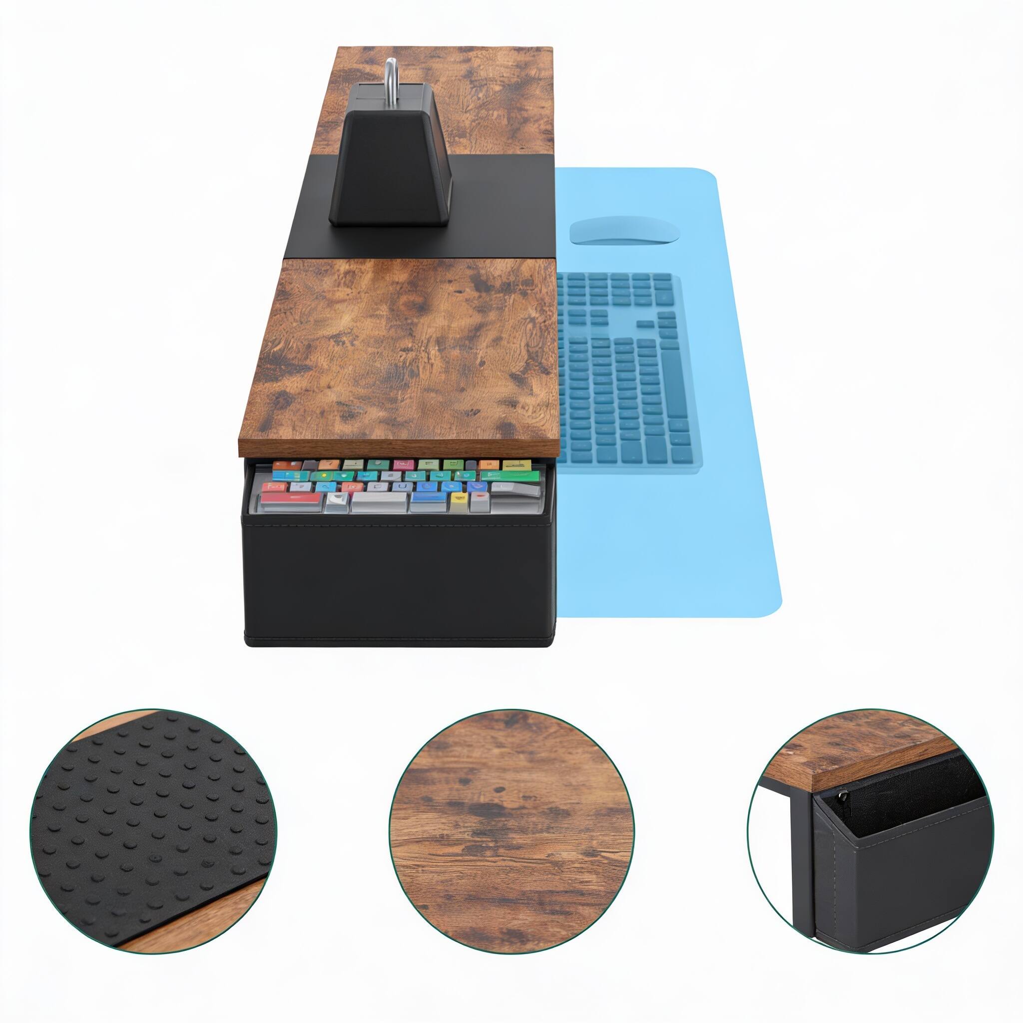 Alt View 2. Frangdom - 31.5-43" Dual Monitor Riser with Side Pocket - Rustic Brown Single-Type.