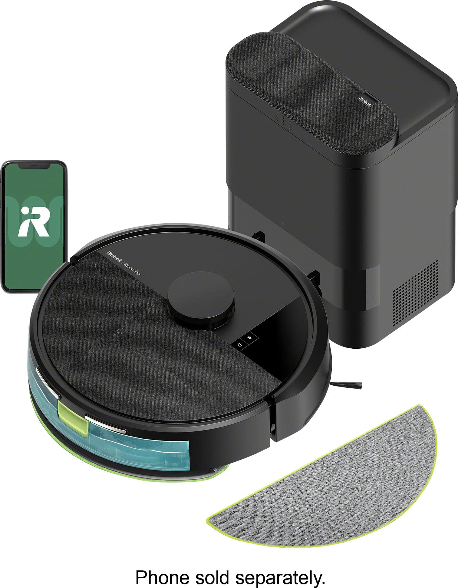 iRobot - Roomba 105 Combo Vacuum & Mop + AutoEmpty Dock - Self-Empties 75 Days, Intense Power-Lifting Suction, LiDAR Navigation - Black - Front_Zoom