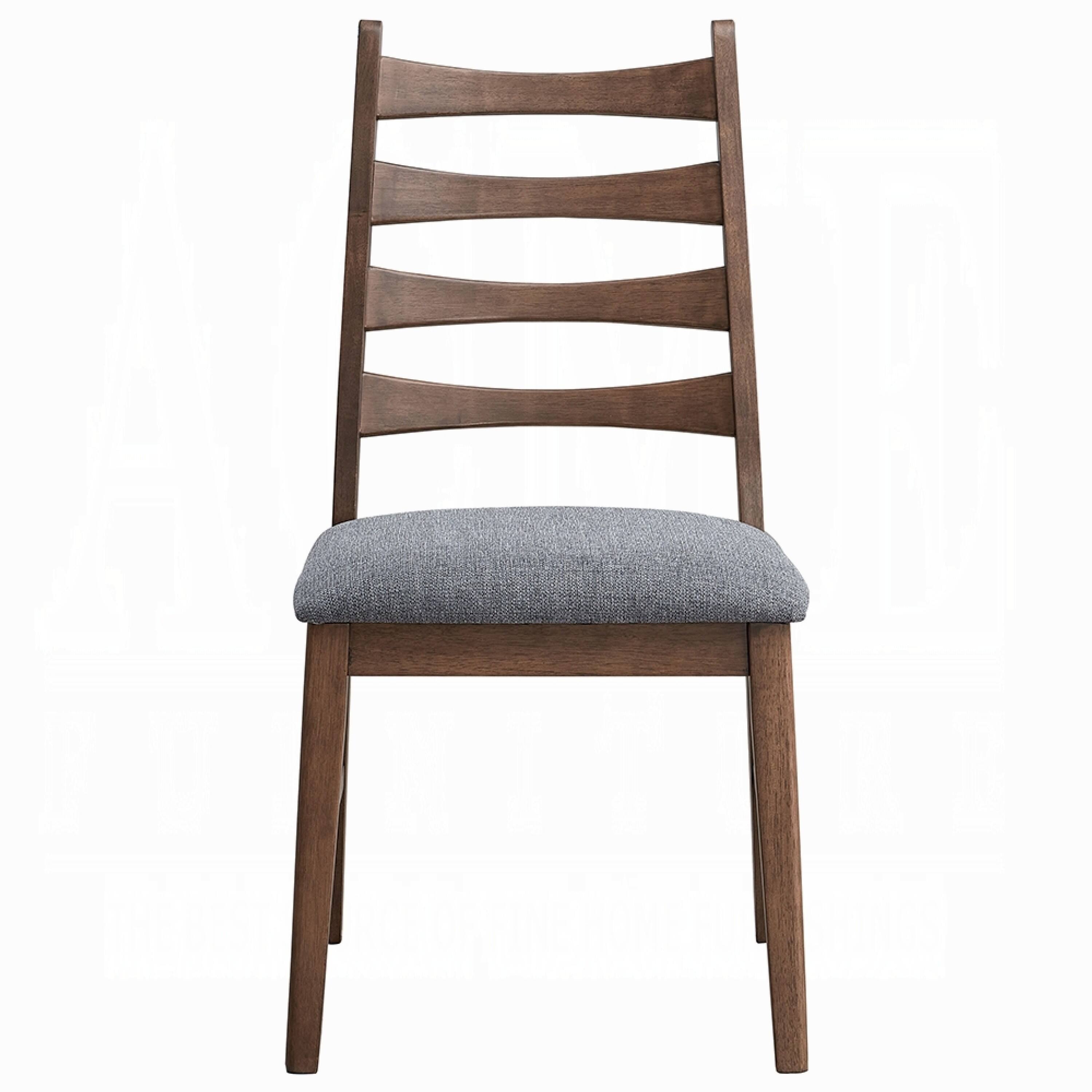 Alt View 1. Manhattan Lane - Mea Dining Side Chair Set of 2, Slatted, Dark Gray Linen Seat - Dark Gray, Walnut Brown.