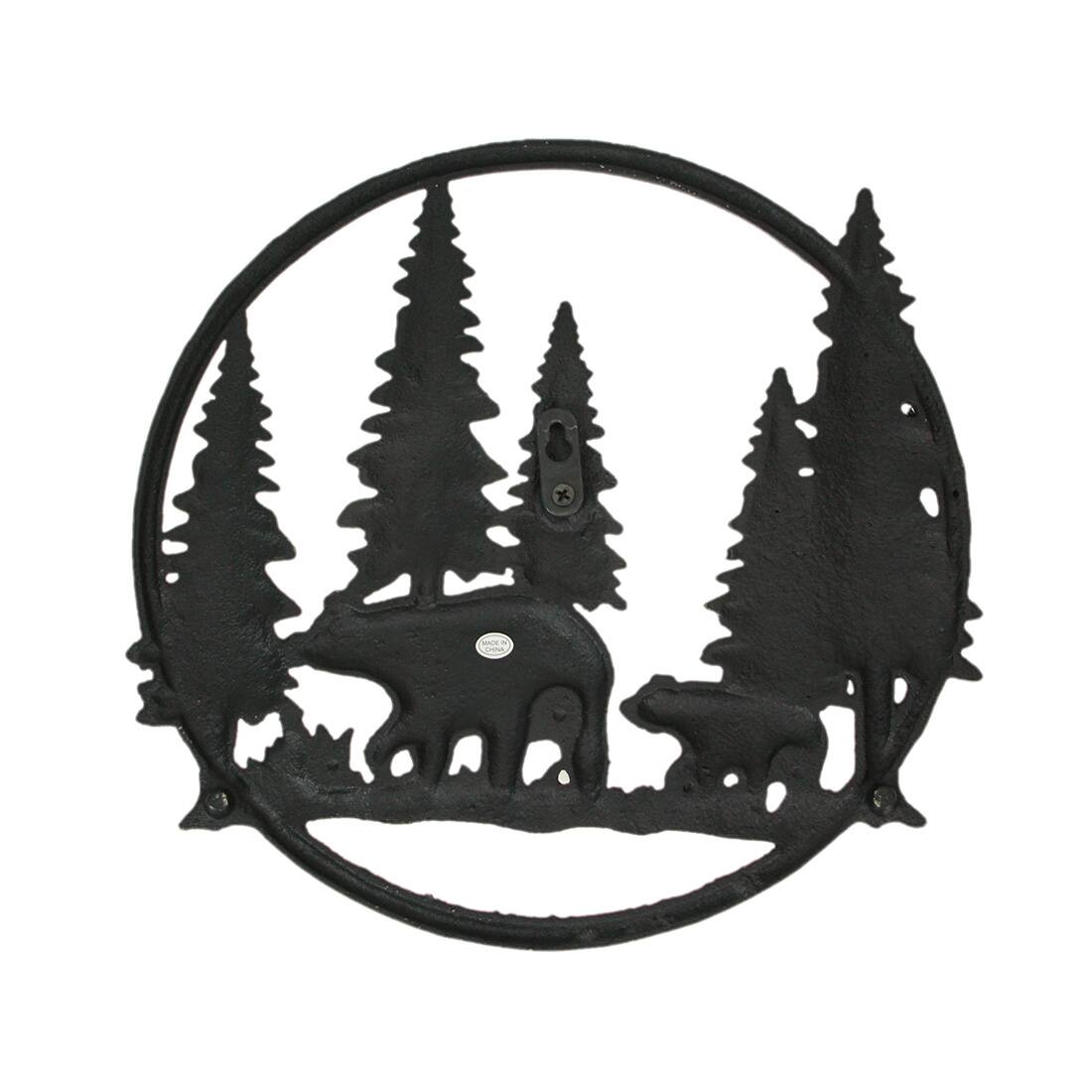 Alt View 7. Zeckos - Black Bears in Forest Wall Hanging - 12" - Cabin Decor - Multicolored.