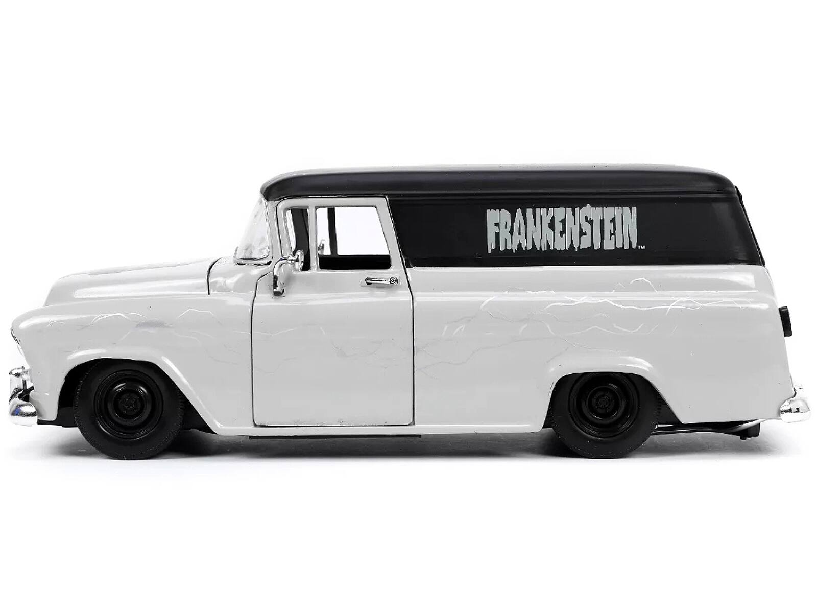 Alt View 2. Jada - 1957 Chevrolet Suburban Gray & Frankenstein Figurine "Universal Monsters" Hollywood Rides 1/24 Model Car by Jada.