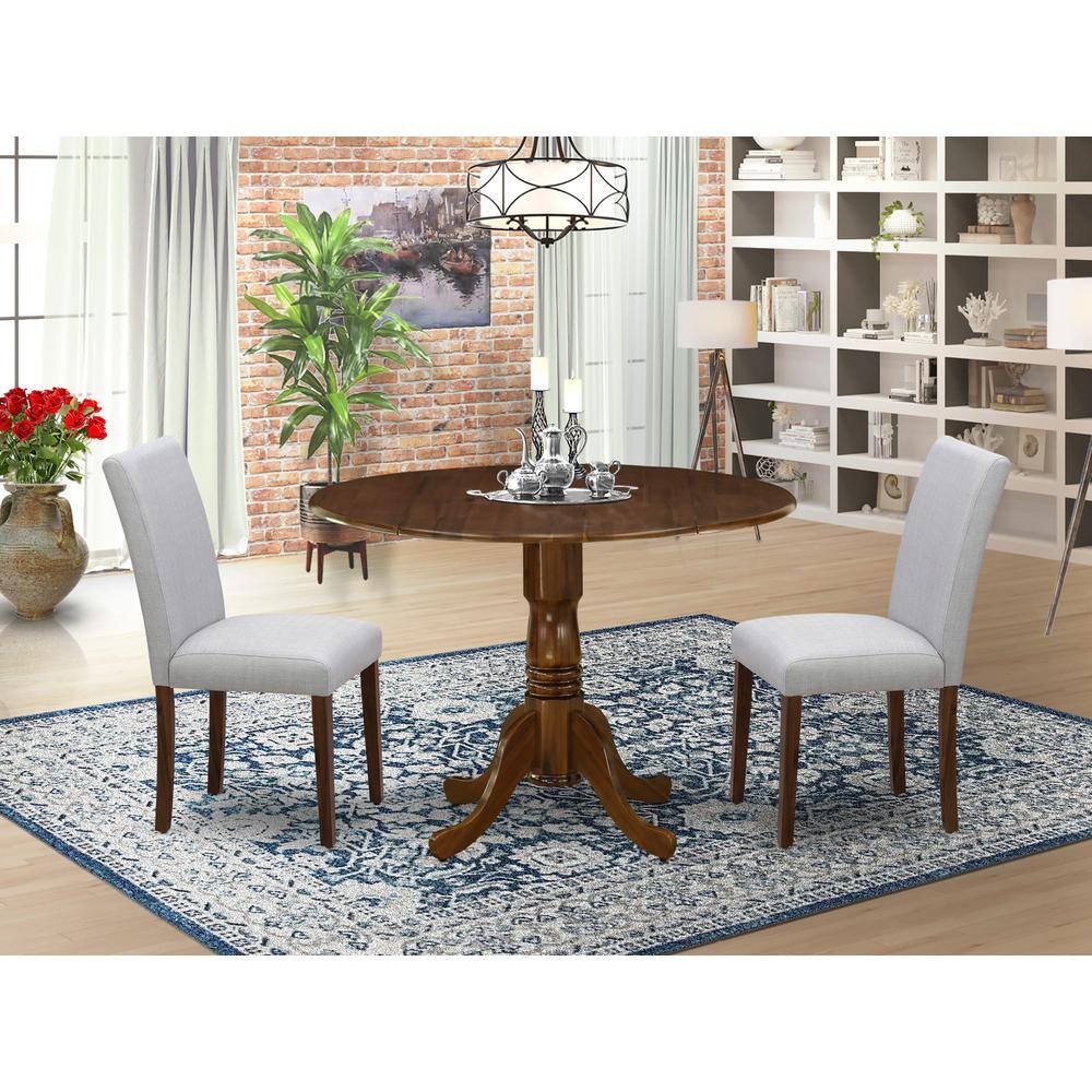Alt View 3. East West Furniture - 3 Pc Dining Set Includes a Round Table and 2 Upholstered Chairs - Grey.