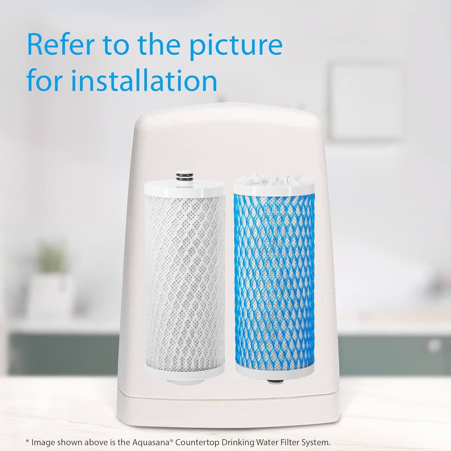 Refer to the picture for installation

*Image shown above is the Aquasana® Countertop Drinking Water Filter System.