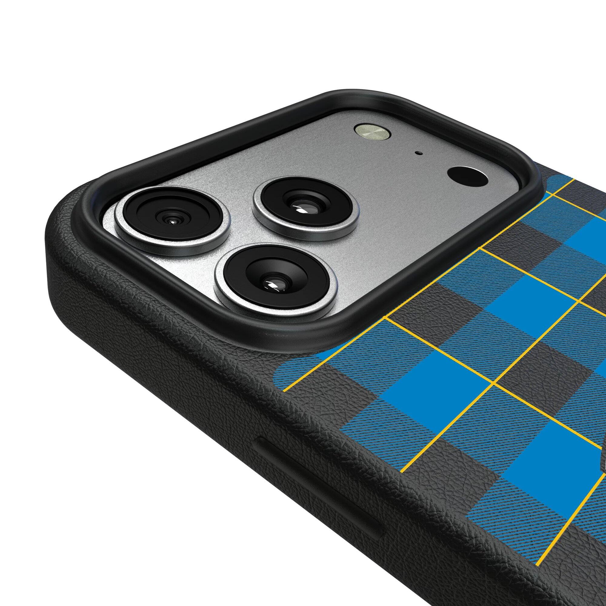 Alt View 2. Keyscaper - Los Angeles Chargers Plaid Magnetic Bump iPhone Case - 17 Pro - Black.