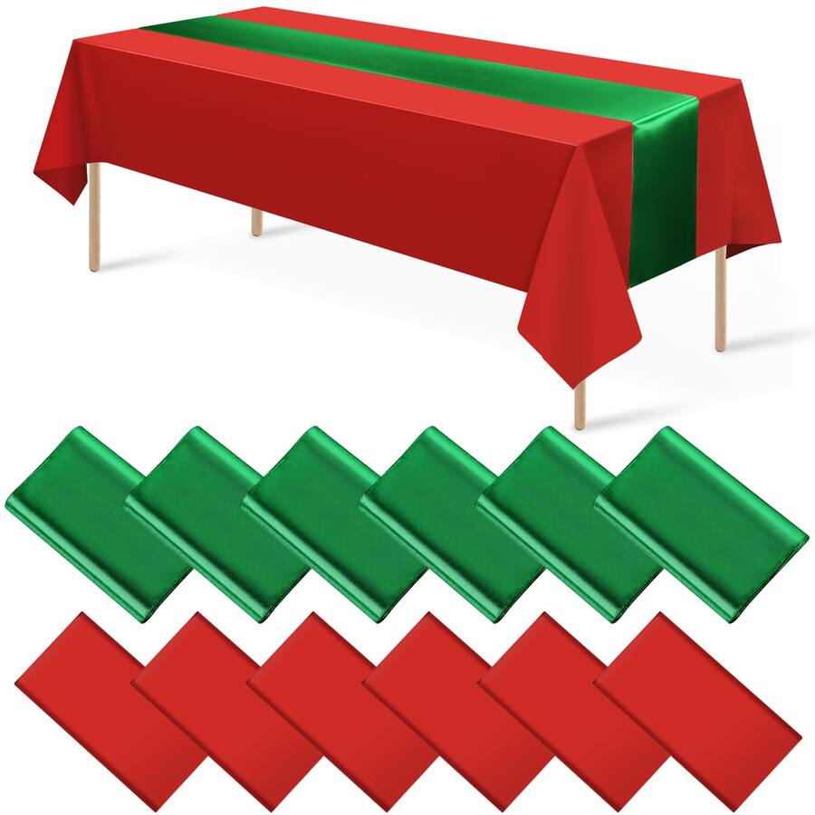 Dapper Styles Inch Satin Table Runner And inch Plastic Tablecloths Set ...